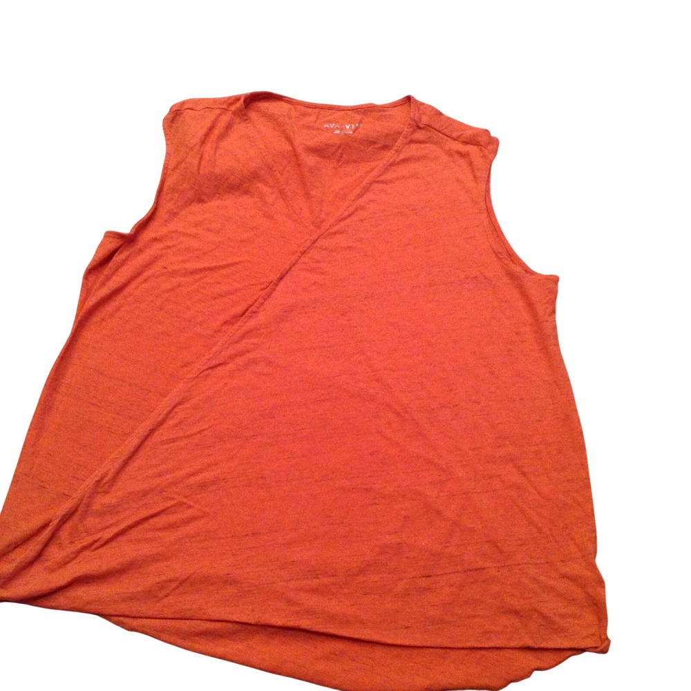 Ava & Viv Womens 1X Orange‎ Sleeveless V-Neck Faux Wrap Knit Tank Top Plus Size